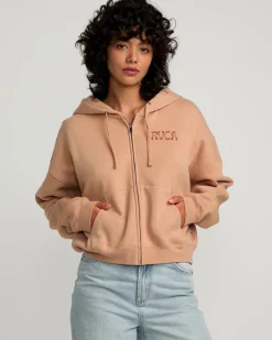 RVCA COURT ZIP HOODIE Warm Taupe Best