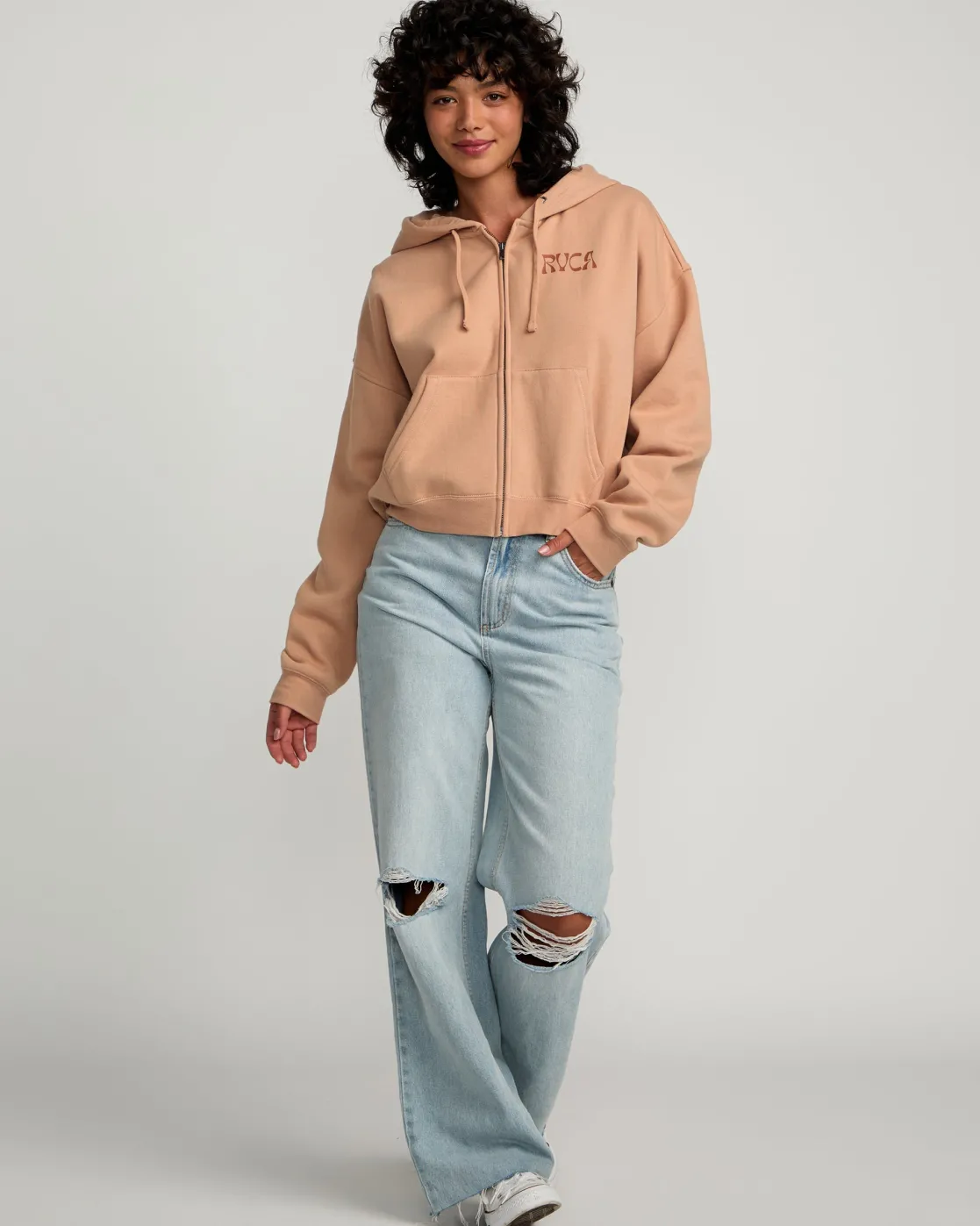 RVCA COURT ZIP HOODIE Warm Taupe Best