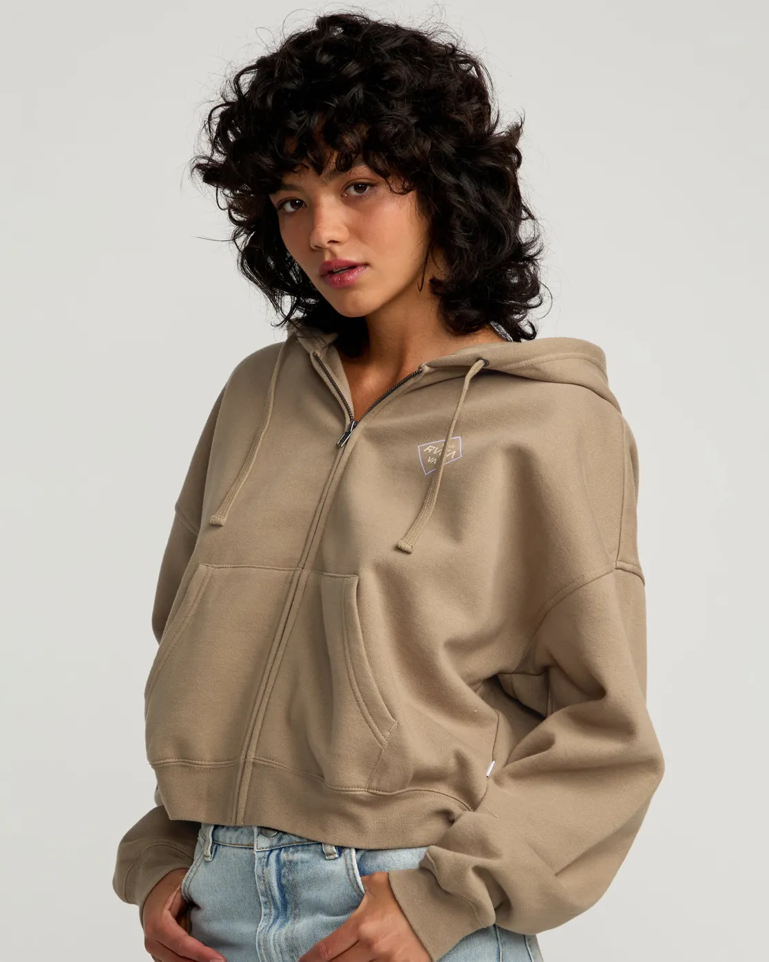 RVCA COURT ZIP HOODIE Dark Khaki Sale