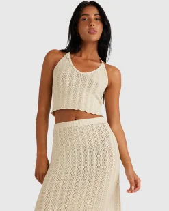 RVCA CROCHET HALTER TOP Natural Discount