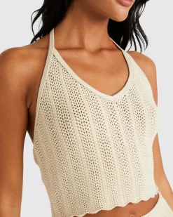 RVCA CROCHET HALTER TOP Natural Discount