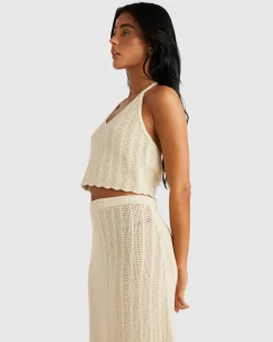 RVCA CROCHET HALTER TOP Natural Discount