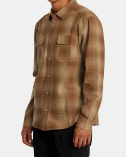 RVCA DAYSHIFT FLANNEL LONG SLEEVE TOP Wood Best