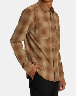 RVCA DAYSHIFT FLANNEL LONG SLEEVE TOP Wood Best