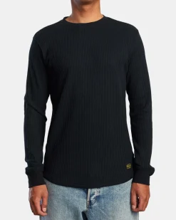 RVCA DAYSHIFT LONG SLEEVE THERMAL SHIRT Black New