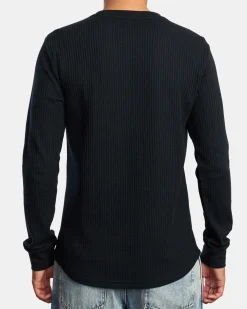 RVCA DAYSHIFT LONG SLEEVE THERMAL SHIRT Black New