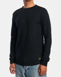 RVCA DAYSHIFT LONG SLEEVE THERMAL SHIRT Black New