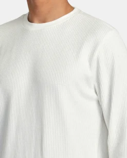 RVCA DAYSHIFT LONG SLEEVE THERMAL SHIRT Off White New