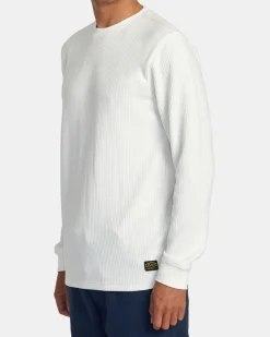 RVCA DAYSHIFT LONG SLEEVE THERMAL SHIRT Off White New