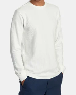 RVCA DAYSHIFT LONG SLEEVE THERMAL SHIRT Off White New