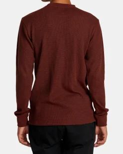 RVCA DAYSHIFT LONG SLEEVE THERMAL SHIRT Red Earth New