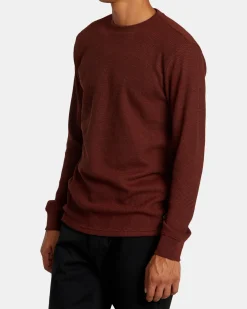 RVCA DAYSHIFT LONG SLEEVE THERMAL SHIRT Red Earth New