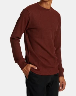 RVCA DAYSHIFT LONG SLEEVE THERMAL SHIRT Red Earth New