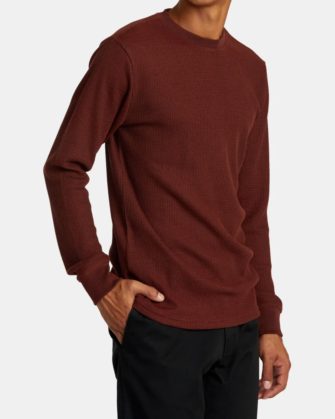 RVCA DAYSHIFT LONG SLEEVE THERMAL SHIRT Red Earth New