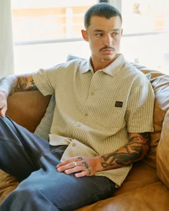 RVCA DAYSHIFT STRIPE II SHORT SLEEVE SHIRT Latte Discount