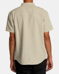 RVCA DAYSHIFT STRIPE II SHORT SLEEVE SHIRT Latte Discount
