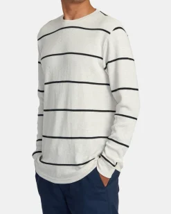 RVCA DAYSHIFT THERMAL STRIPE LONG SLEEVE Oatmeal Sale