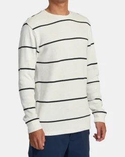 RVCA DAYSHIFT THERMAL STRIPE LONG SLEEVE Oatmeal Sale