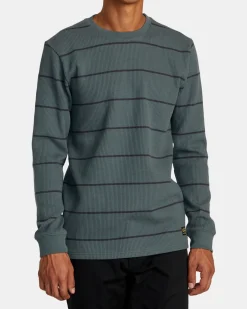 RVCA DAYSHIFT THERMAL STRIPE LONG SLEEVE Balsam Green Hot