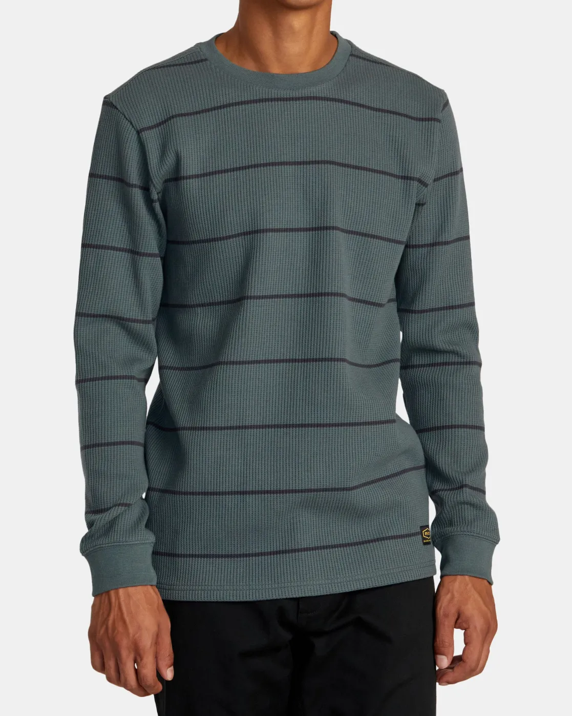 RVCA DAYSHIFT THERMAL STRIPE LONG SLEEVE Balsam Green Hot