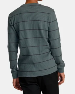 RVCA DAYSHIFT THERMAL STRIPE LONG SLEEVE Balsam Green Hot