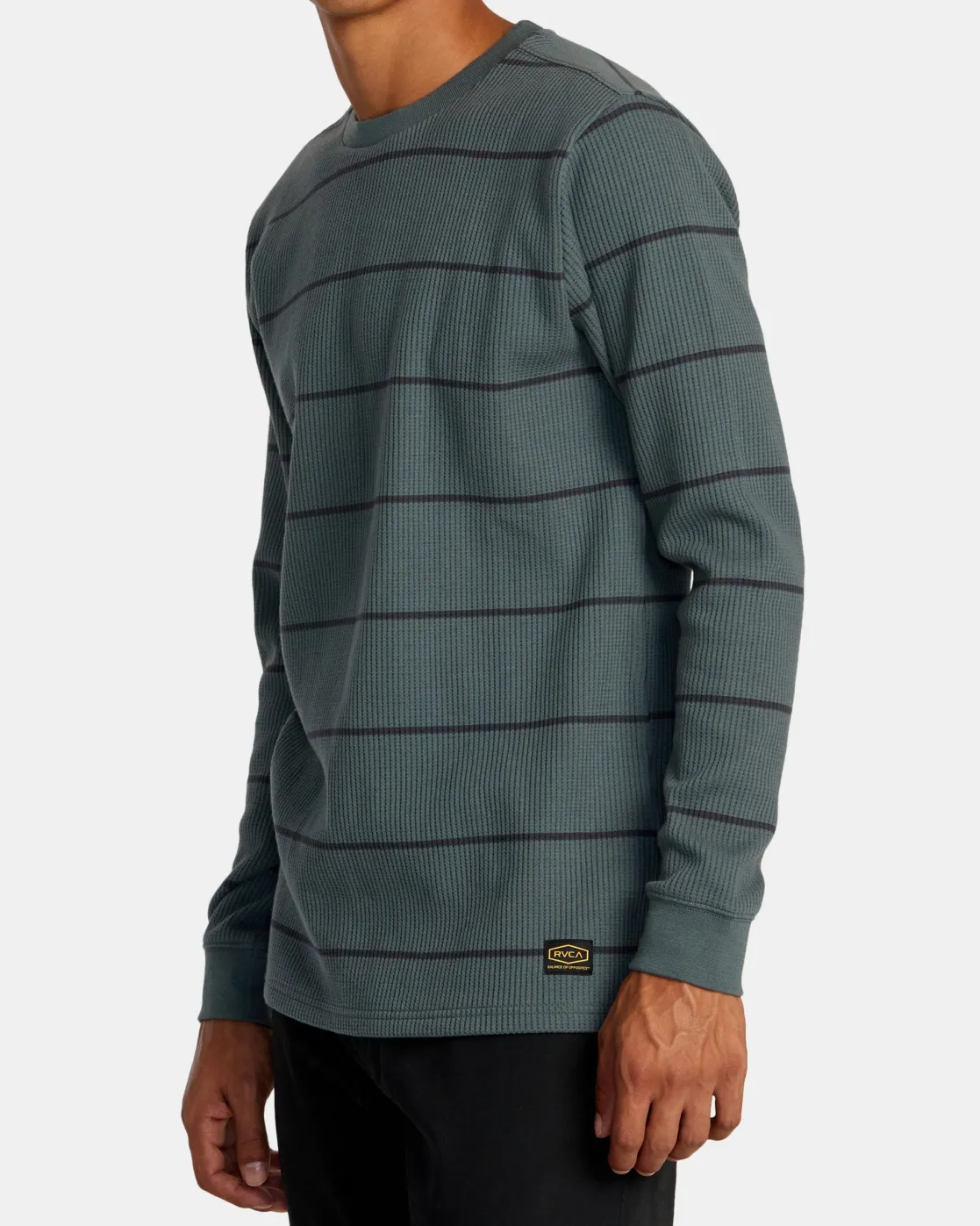 RVCA DAYSHIFT THERMAL STRIPE LONG SLEEVE Balsam Green Hot