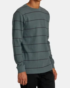 RVCA DAYSHIFT THERMAL STRIPE LONG SLEEVE Balsam Green Hot