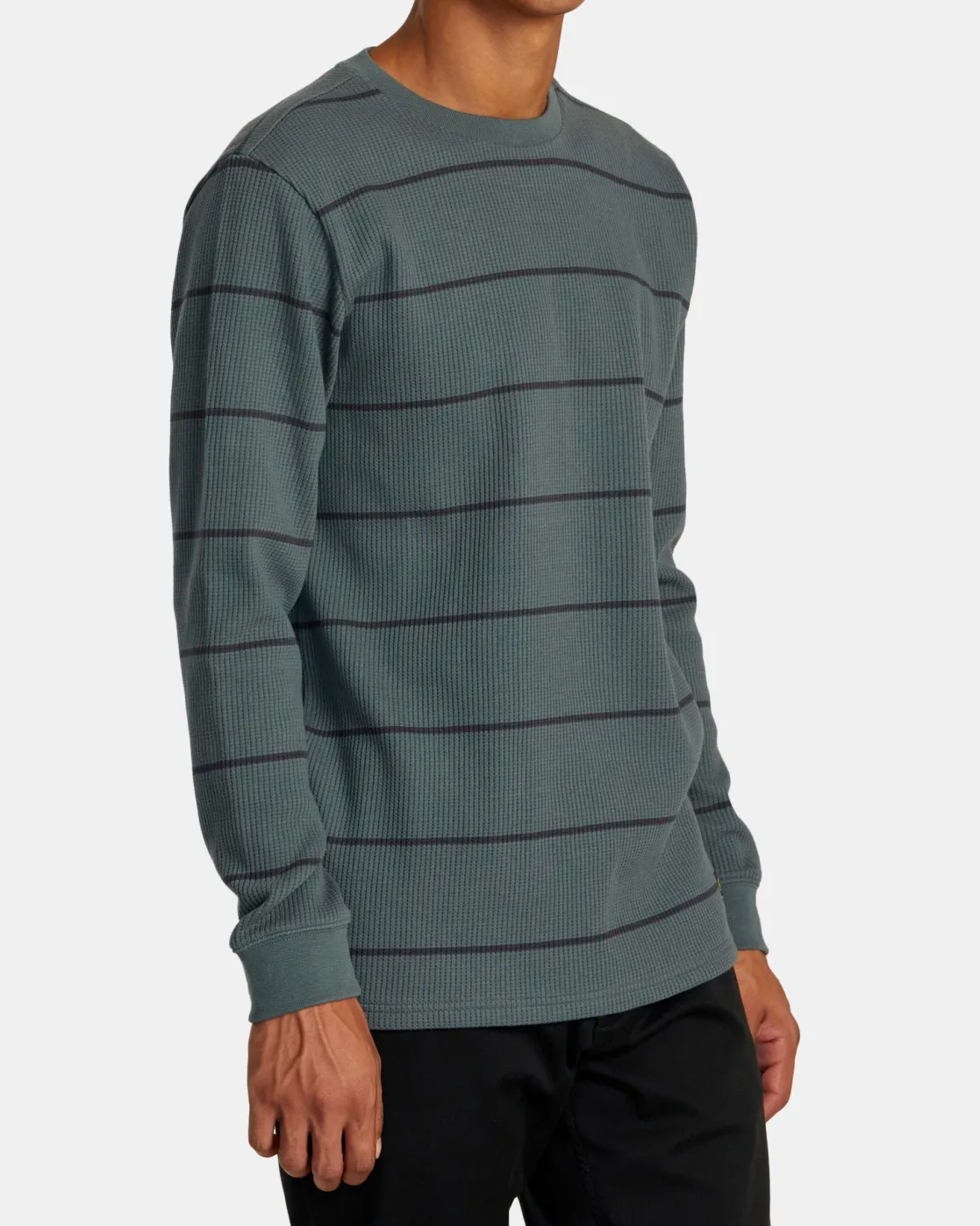 RVCA DAYSHIFT THERMAL STRIPE LONG SLEEVE Balsam Green Hot