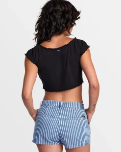 RVCA DELILAH OFF-THE-SHOULDER CROP TOP RVCA Black New