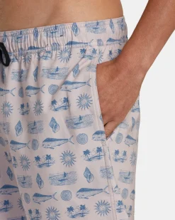 RVCA DORADO ELASTIC WAIST BOARDSHORTS 17'' Pale Mauve Sale