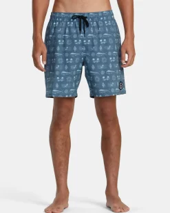 RVCA DORADO ELASTIC WAIST BOARDSHORTS 17'' Duck Blue Hot