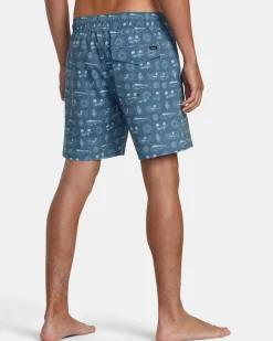 RVCA DORADO ELASTIC WAIST BOARDSHORTS 17'' Duck Blue Hot