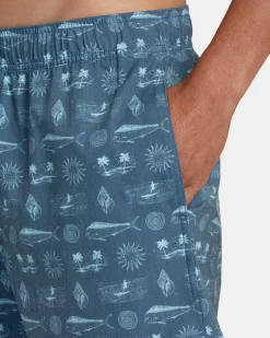 RVCA DORADO ELASTIC WAIST BOARDSHORTS 17'' Duck Blue Hot