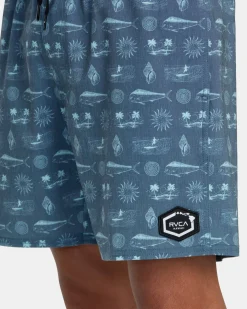 RVCA DORADO ELASTIC WAIST BOARDSHORTS 17'' Duck Blue Hot