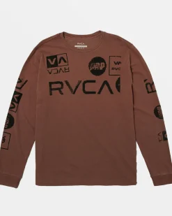 RVCA DOT MATRIX LONG SLEEVE TEE Red Earth Sale