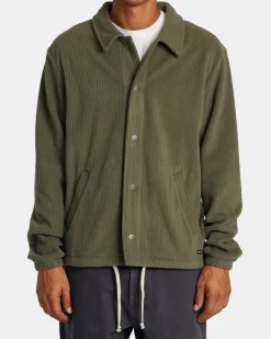 RVCA DOWNTOWN FLEECE COACHES JACKET Olive Discount