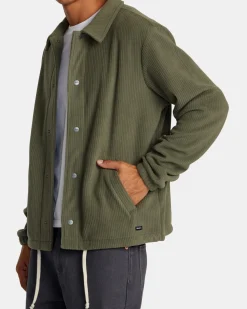 RVCA DOWNTOWN FLEECE COACHES JACKET Olive Discount