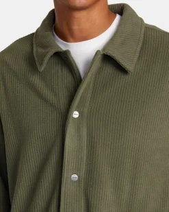 RVCA DOWNTOWN FLEECE COACHES JACKET Olive Discount