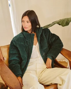 RVCA EEZEH CORDUROY PUFFER JACKET Ponderosa Pine Sale