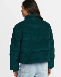 RVCA EEZEH CORDUROY PUFFER JACKET Ponderosa Pine Sale