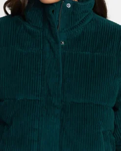 RVCA EEZEH CORDUROY PUFFER JACKET Ponderosa Pine Sale