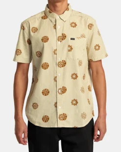 RVCA ENDLESS SEERSUCKER SHORT SLEEVE SHIRT Gold Clearance