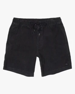 RVCA ESCAPE 17" ELASTIC WAIST CORDUROY SHORTS Black Sale