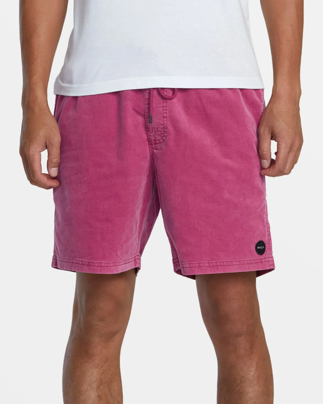 RVCA ESCAPE 17" ELASTIC WAIST CORDUROY SHORTS Mauve New