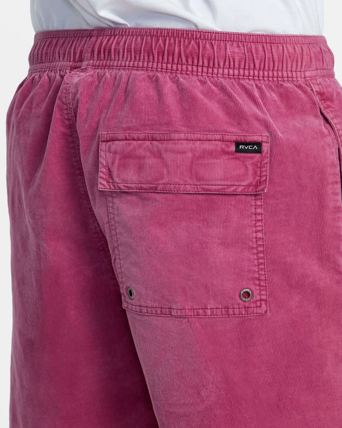 RVCA ESCAPE 17" ELASTIC WAIST CORDUROY SHORTS Mauve New