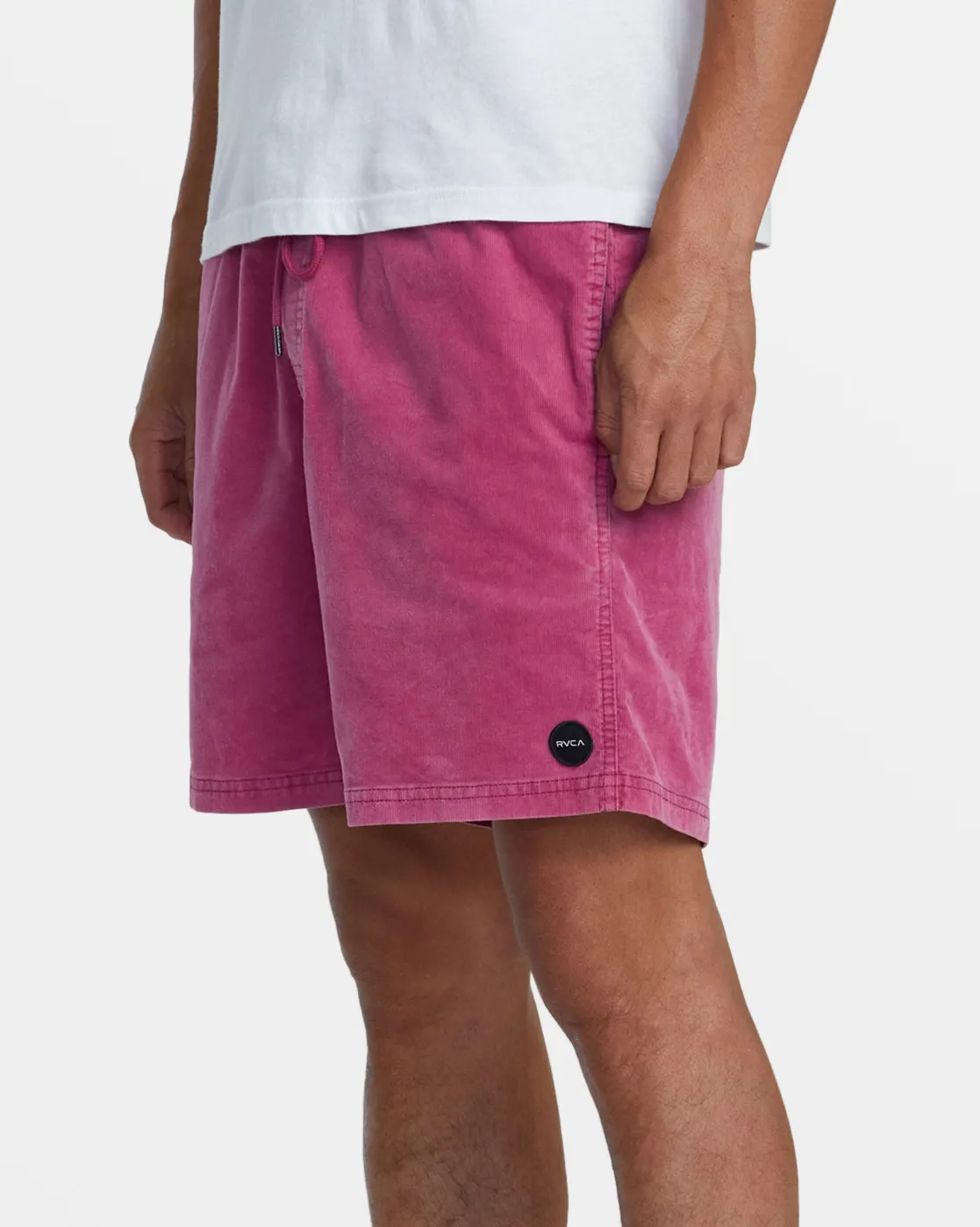 RVCA ESCAPE 17" ELASTIC WAIST CORDUROY SHORTS Mauve New