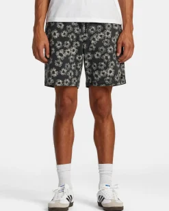 RVCA ESCAPE PRINT 17" SHORTS Black Floral New