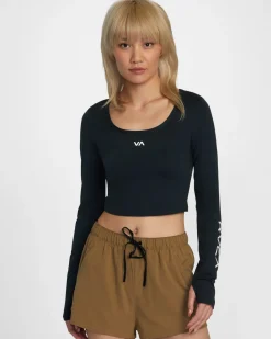 RVCA ESSENTIAL LONG SLEEVE CROPPED TEE Black Online