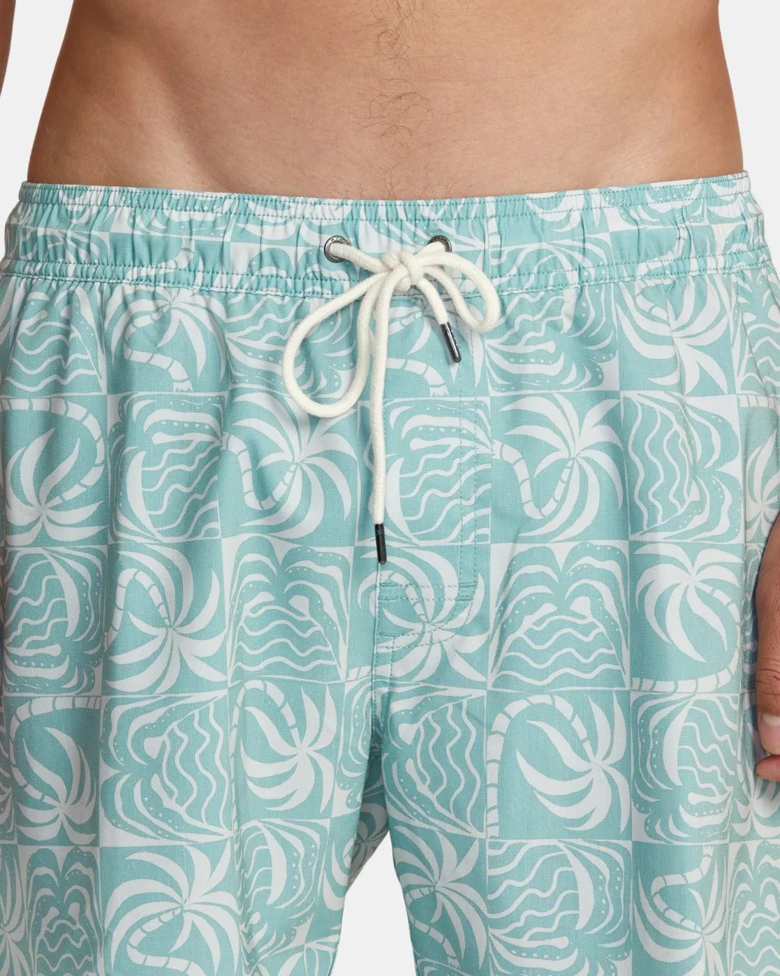 RVCA EXOTICA ELASTIC WAIST BOARDSHORTS 16'' Granite Green Hot