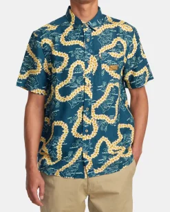 RVCA EXOTICA SHORT SLEEVE SHIRT Duck Blue New